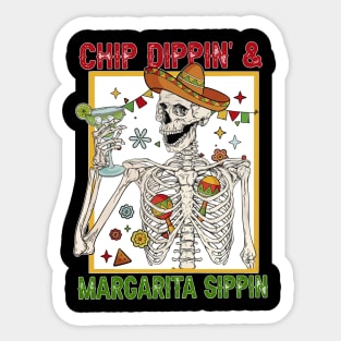 Chip Dippin' And Margarita Sippin' Funny Cinco de Mayo Men Sticker